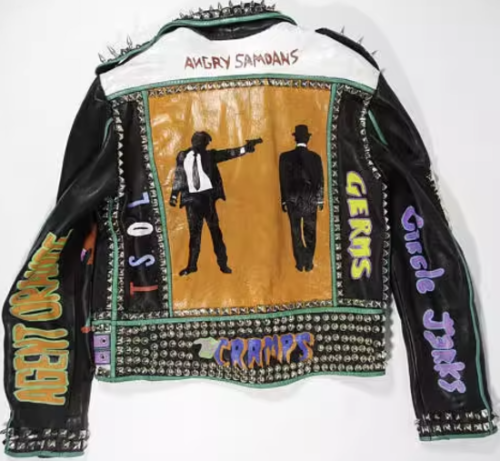Men's High Street Rivets Punk Genuine Leather Biker Motorcycle Jacket