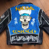 Printed Rivets Genuine Leather Biker Motorcycle Jacket For Men