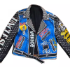 Printed Rivets Genuine Leather Biker Motorcycle Jacket For Men