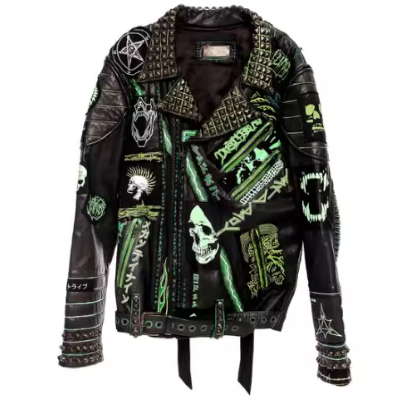 Punk Style Bad Boy High Street Genuine Leather Jacket For Men