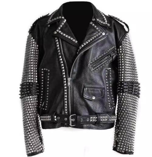 Rock Rivets Men's Genuine Leather Jacket  Cowhide Leather Jacket  For Men