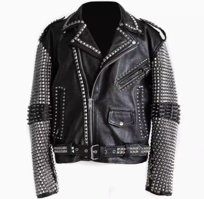 Rock Rivets Men's Genuine Leather Jacket  Cowhide Leather Jacket  For Men