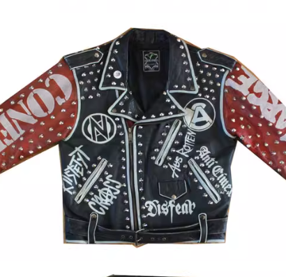 Vintage Punk Rivets  Mne's  Genuine Leather Jacket  Motorcycle Biker  Leather Jacket For Men