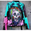 Hiphop Punk Printed Genuine Leather Jacket For Men Motorcycle Biker Leather Jacket