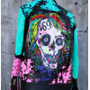 Hiphop Punk Printed Genuine Leather Jacket For Men Motorcycle Biker Leather Jacket