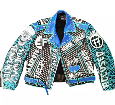 Vintage Printed Luxurious Genuine Biker Leather Jacket For Men Motorcycle Biker Leather Jacket
