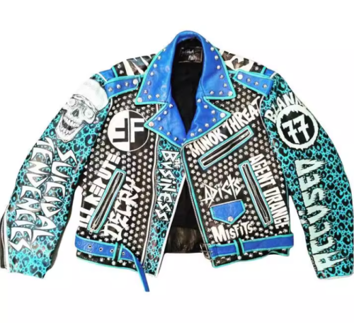 Vintage Printed Luxurious Genuine Biker Leather Jacket For Men Motorcycle Biker Leather Jacket
