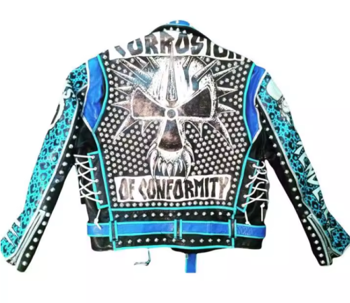 Vintage Printed Luxurious Genuine Biker Leather Jacket For Men Motorcycle Biker Leather Jacket