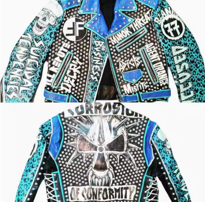 Vintage Printed Luxurious Genuine Biker Leather Jacket For Men Motorcycle Biker Leather Jacket