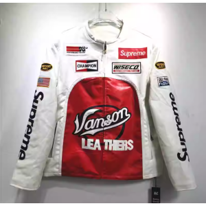 Chaquetas de cuero de PU con diseño personalizado y bordado para motociclista.