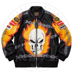 Customized Leather Ghost Rider Jacket Mens High Quality Design Motorcycle Biker Jacket Manufacturer