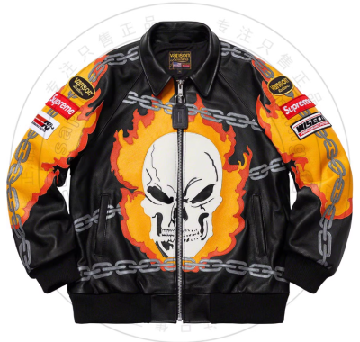 Customized Leather Ghost Rider Jacket Mens High Quality Design Motorcycle Biker Jacket Manufacturer