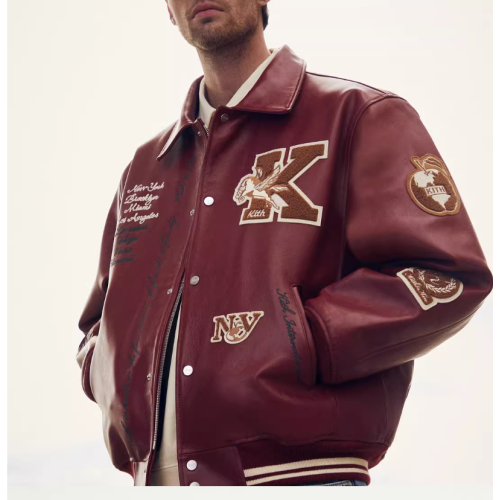 Custom Embroidered Cashmere Suede Leather Coaches Jacket Manufacturer