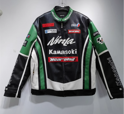 Customized Vintage Motorcycle Riding Leather Jacket  PU Embroidery Leather Biker Jacket Manufacturer