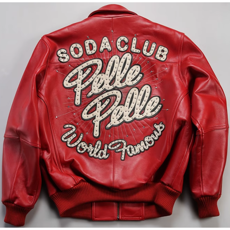 Customized Men's  France Sheepskin Leather Jacket Black USA Size Coats Manufacturer
