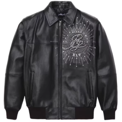 OEM Men's  France Sheepskin Leather Bomber Jacket Manufacturer Design-Based Customization