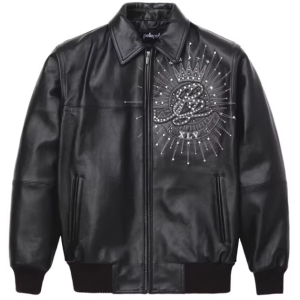 OEM Men's  France Sheepskin Leather Bomber Jacket Manufacturer Design-Based Customization