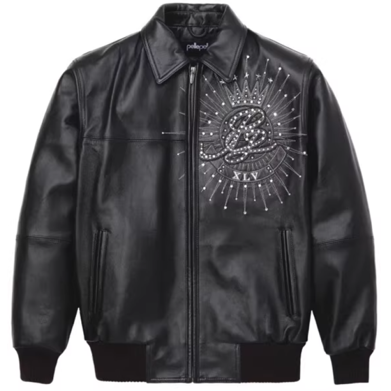 OEM Men's France Sheepskin Leather Bomber Jacket Manufacturer Design-Based Customization