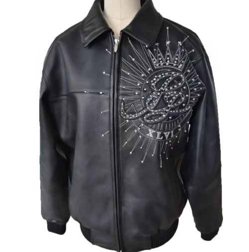OEM Men's  France Sheepskin Leather Bomber Jacket Manufacturer Design-Based Customization