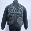 Men's Crystal Embroidery Letterman Jacket Thick PU Leather Varsity Padding Jacket Manufacturer