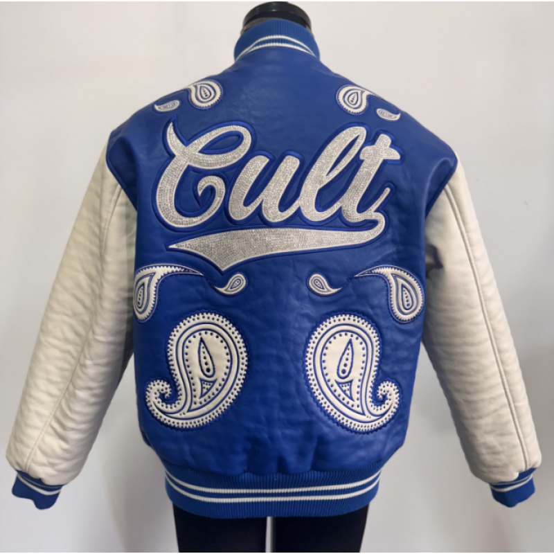 Men's Crystal Embroidery Letterman Jacket Thick PU Leather Varsity Padding Jacket Manufacturer