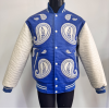 Men's Crystal Embroidery Letterman Jacket Thick PU Leather Varsity Padding Jacket Manufacturer