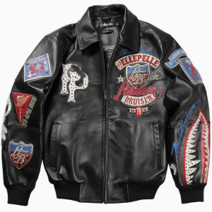 Customized Men's  Genuine Leather Jacket Loose  Eagle Embroidery Sheepskin Leather Aviator Jacket