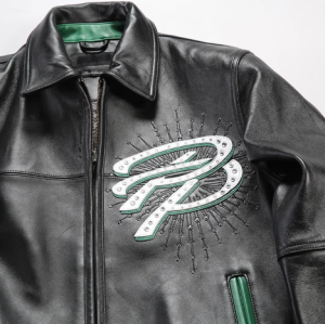 OEM Men's  Flight Leather Jacket Genuine Leather Embroidery Sheepskin Leather Bomber Jacket