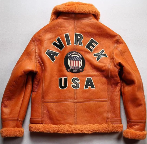 OEM Men Australia Shearling USA Size Quality Warm Winter Coat Sheepskin Flight Aviator Leather Jacket Manufacture