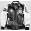 Custom Men's Sheepskin Leather Jacket Streetwear Eagle Rhinestone Crstal Embroidery Aviator Jacket Manufacture