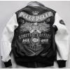 Custom Men's Sheepskin Leather Jacket Streetwear Eagle Rhinestone Crstal Embroidery Aviator Jacket Manufacture