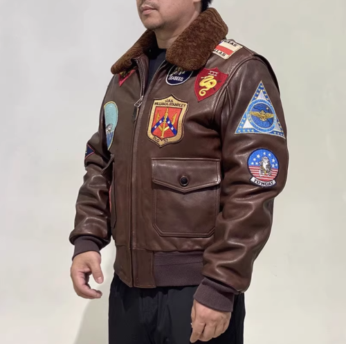 Lofty Aspirations Men's Leather Shearing Jacket G1 Vintage Genuine Aviator Flight Leather Jacket Custom