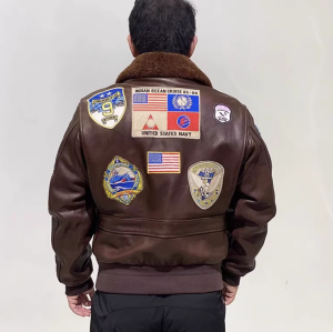 Lofty Aspirations Men's Leather Shearing Jacket G1 Vintage Genuine Aviator Flight Leather Jacket Custom