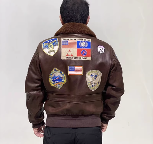 Lofty Aspirations Men's Leather Shearing Jacket G1 Vintage Genuine Aviator Flight Leather Jacket Custom