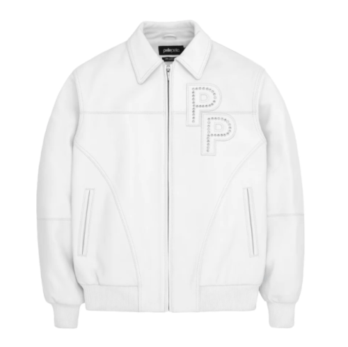 Custom Solid Graphic Design Embroidered Leather Bomber Jacket  Lambskin Leather Jacket Manufacturer