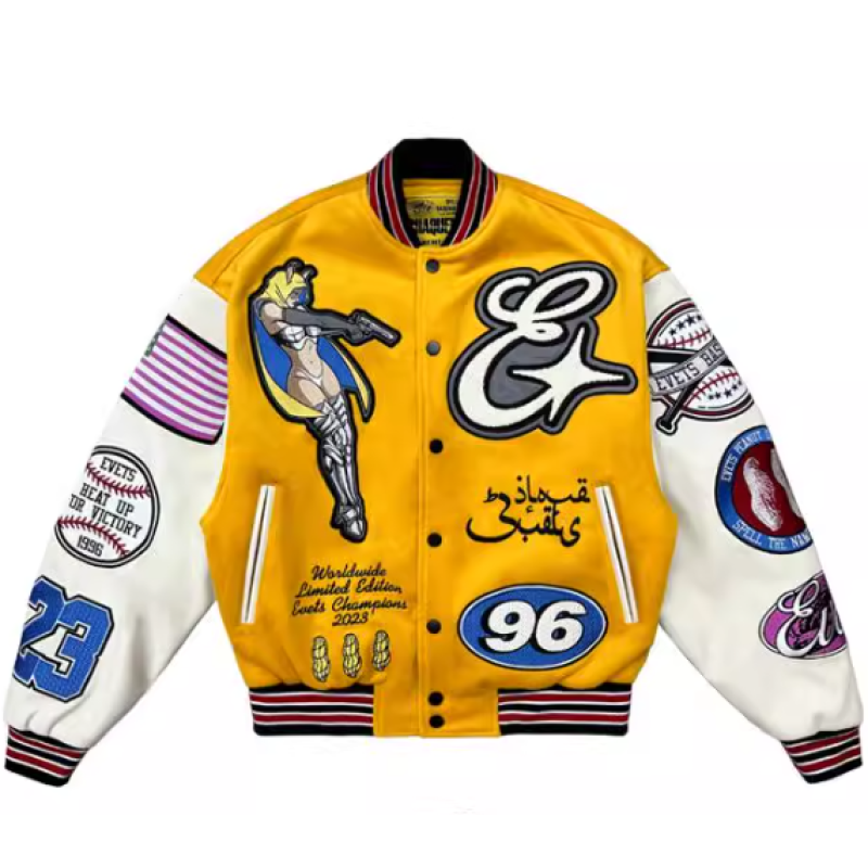Custom Fashion Streetwear Letterman Varsity Jackets Embroidery Patches Baseball Bomber Jacket Manufacturer