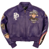 OEM World Famous 100% Genuine Plush Leather Jacket leather Custom applique flame with rhinestones Lambskin Jacket