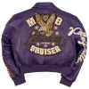 OEM World Famous 100% Genuine Plush Leather Jacket leather Custom applique flame with rhinestones Lambskin Jacket
