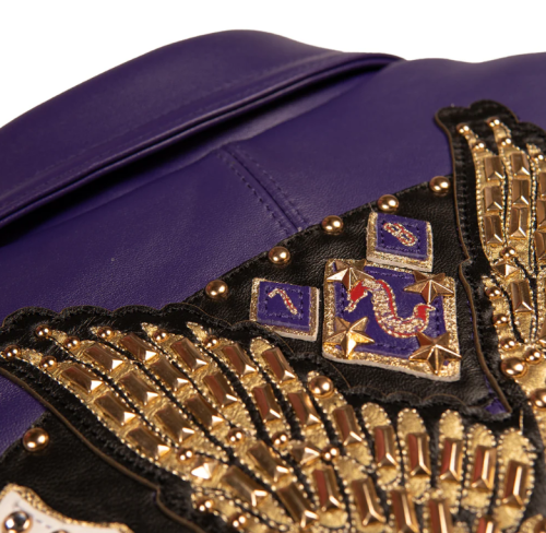 OEM World Famous 100% Genuine Plush Leather Jacket leather Custom applique flame with rhinestones Lambskin Jacket