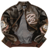 OEM Oversized Lambskin Leather Applique Custom Eagle Graphic Aviator Varsity Jacket For Men