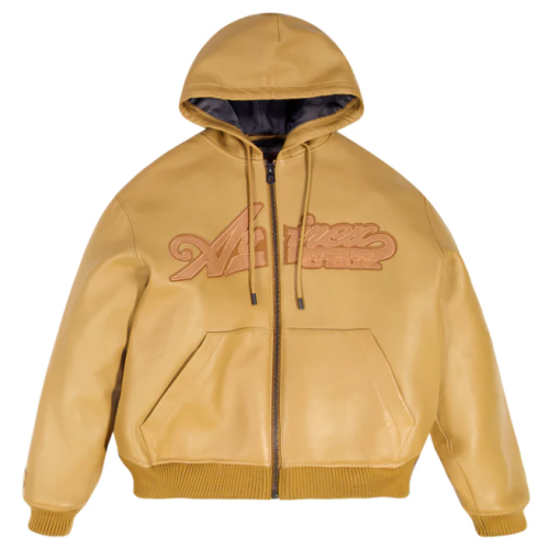 Custom Men's High Street Solid Embroidery Script Nappa Leather Hoodies OEM Manufacture