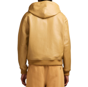 Custom Men's High Street Solid Embroidery Script Nappa Leather Hoodies OEM Manufacture