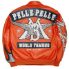 Custom Pelle Pelle Lambskin Leather Jacket Men OEM Embroidery Rhinestones Patches Varsity Jacket