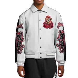 Custom 2 Tone Goth Leather Jacket OEM AVIREX Style Men's Varsity Leather Bomber Aviator Jacket