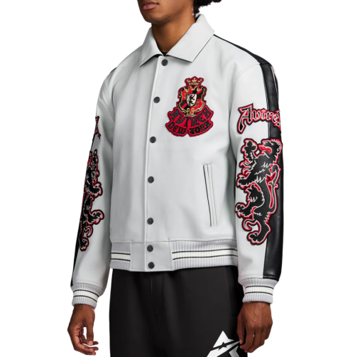 Custom 2 Tone Goth Leather Jacket OEM AVIREX Style Men's Varsity Leather Bomber Aviator Jacket