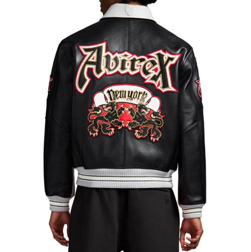 Custom 2 Tone Goth Leather Jacket OEM AVIREX Style Men's Varsity Leather Bomber Aviator Jacket
