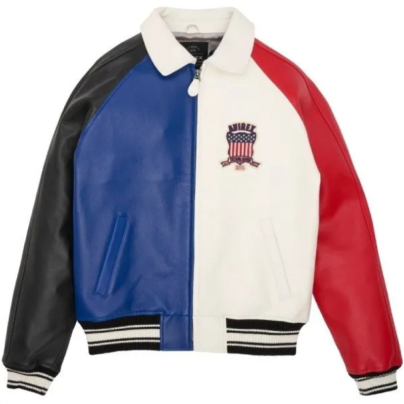 Custom Men's Lambskin Leather Jackets OEM AVIREX Style Aviator Varsity Jacket Manufacturer