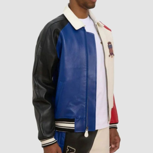 Custom Men's Lambskin Leather Jackets OEM AVIREX Style Aviator Varsity Jacket Manufacturer