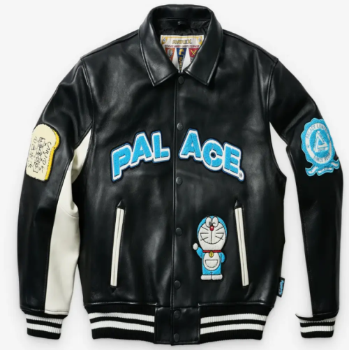 Custom Men's Lambskin Leather Jackets OEM AVIREX Style Kartoon Embrodiery Aviator Varsity Jacket Manufacturer