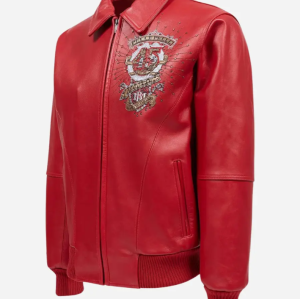 Wholesale Custom High Street Men's 100% Genuine Plush Leather Bomber Jacket OEM Flame Rhinestones Embroidery Varsity Jacket